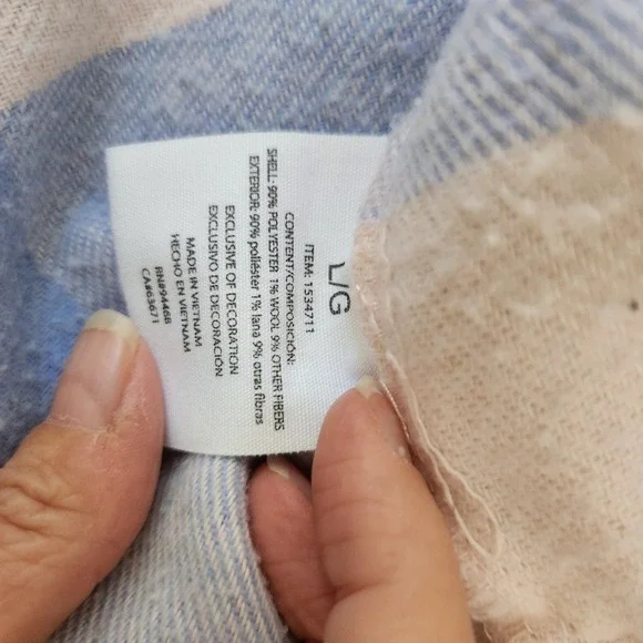 HFX Women's L Plaid Flannel Shirt Jacket Blue White Button Front Long‎ Sleeve - Picture 9 of 9